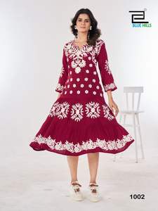 Qualité d'exportation indienne Kurtis Rayon 14 kg avec Lucknavi Travail Femmes Robe Kurti Disponible à un prix abordable - Product Image 2