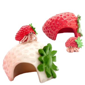 Creatieve Kleine Reptielen Decor Voor Aquaria Innovatieve Hars Aardbei Schuilplaats Voor Heremietkrab En Spin Huisdieren - Product Image 1