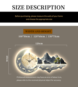 <span class=keywords><strong>Mural</strong></span> de Pared con Paisaje Lunar, Decoración para Sala de Estar, Arte de Fondo, Nuevo Estilo con Reloj, Pintura de Luz Luminosa Acrílica - Product Image 6