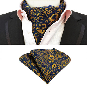 Cravate Lavallière Rétro <span class=keywords><strong>Homme</strong></span> à Motif Jacquard Cachemire et Pochette Assortie en Polyester - Product Image 5