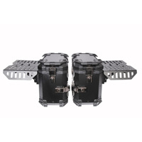 Boîte latérale arrière multifonctionnelle en alliage d'aluminium noir blindé pour moto/scooter/vélo électrique, capacité 45L/38L