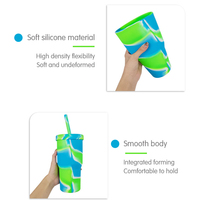 Gobelets à vin en silicone incassables grande capacité 950 ml, sans BPA, écologiques, avec couvercle et paille