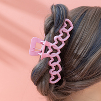 13cm Saint Valentin Y2k Style Fille Mode Rose Couleur Creux Géométrique Coeur Pinces À Cheveux Femmes Cheveux Griffe Requin Clip