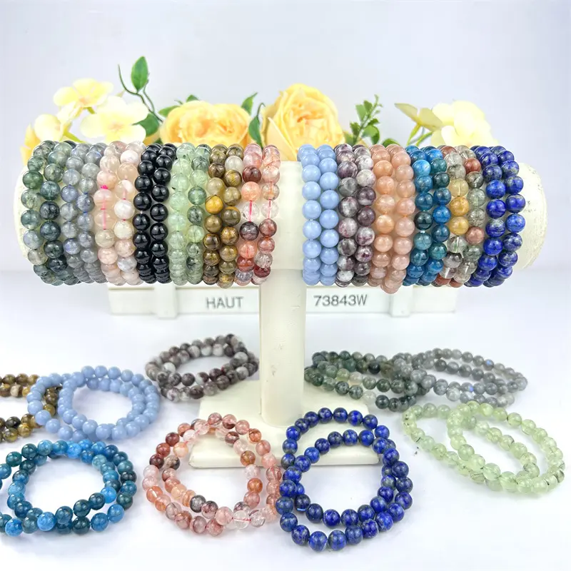 Vente en gros de cristaux de haute qualité Bracelet de pierres précieuses de mode mixte pour la décoration