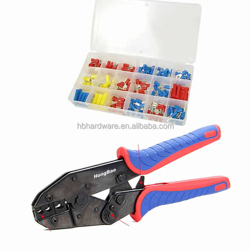 Wire Terminal Crimping Tool Kit Electrical Connector Insulated Ring Fork Spade Butt Crimping Plier Ratchet Wire Crimper Tool Set