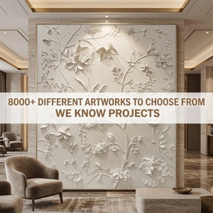 Arte Murale 3D con Fiori Dipinti a Mano in Rilievo per Decorazione di Hall di Hotel, Progetti Commerciali di Lusso <span class=keywords><strong>e</strong></span> Ospitalità - Product Image 3