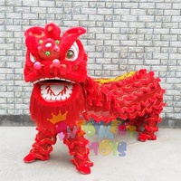 En stock remarquable usine de danse du lion chinois rouge artisanat à la main taille normale chine deux personnes Performance Costume de danse du lion