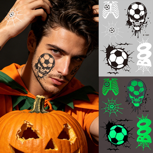 Autocollants de tatouage temporaire lumineux pour Halloween, motifs fantômes et chauves-<span class=keywords><strong>souris</strong></span> qui brillent dans le noir, faux tatouages pour enfants, fournitures de fête, art corporel imperméable - Product Image 6