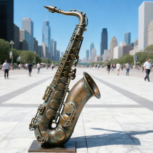 Saxofón Alto Profesional de Bronce, Escultura AAS-A8, Tono Mi bemol, Superficie Chapada en Oro, Importado, Año <span class=keywords><strong>Nuevo</strong></span> Chino - Product Image 1