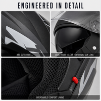 Casque de moto modulaire DOT FMVSS à visière relevable, ABS, double visière, intégral, unisexe, vente en gros, OEM, adulte, toutes saisons