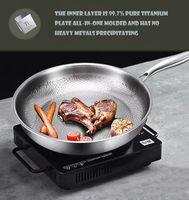 Pot en titane à fond plat martelé haut de gamme Pot antiadhésif sans revêtement Poêle à steak à fond épais