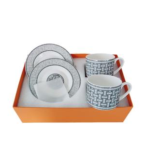 Fashionable Ceramic Bone China Eco-Friendly Coffee Cup and European Afternoon <b>Tea</b> <b>Set</b> 2 Cups 2 Plates Gift Box <b>Set</b> - Product Image 1