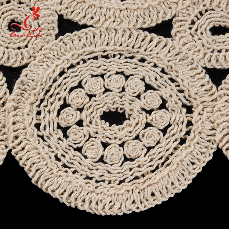New Designs Luxury White Round Embroidery Neck Lace Applique Patch Trimmings Shawl For Clothing Accessories