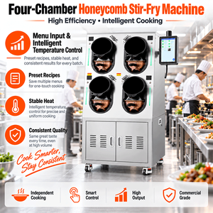 Robot de cuisson électrique commercial en acier inoxydable à quatre chambres en nid d'abeille, 4500W par chambre, avec écran tactile numérique pour la cuisson à la wok - Product Image 6