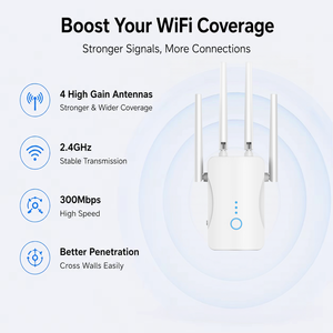 Répéteur <span class=keywords><strong>WiFi</strong></span> domestique 300 Mbps 2,4 GHz et amplificateur de signal Internet pour chambre, bureau et appareils intelligents - Product Image 4