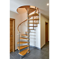 Escalier hélicoïdal en acier commercial de haute qualité pour intérieur, escalier en spirale métallique, escalier courbé en bois massif