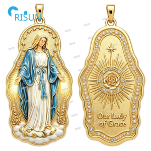 Collar con Colgante <span class=keywords><strong>de</strong></span> <span class=keywords><strong>la</strong></span> Virgen María Católica, Milagro <span class=keywords><strong>de</strong></span> <span class=keywords><strong>la</strong></span> <span class=keywords><strong>Milagrosa</strong></span> Dama <span class=keywords><strong>de</strong></span> Gracia, Medallón Personalizado - Product Image 5