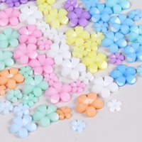 12 Pièces d'Accessoires pour Ongles en Acrylique en Forme de Fleur à Cinq Pétales - Décorations Florales en Résine Colorée de Tailles Variées - Vente en Gros