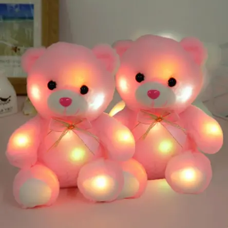 20CM 다채로운 빛나는 애니메이션 봉제 장난감 아기 박제 동물 LED 장난감 조명 박제 곰 테디 베어 사랑스러운 선물 어린이