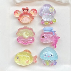 Breloques animaux marins scintillantes couleur chair, étoile de mer, petits poissons, poisson-bouffant, en résine, accessoires DIY, technique d'huile coulante pour sandales - Product Image 1