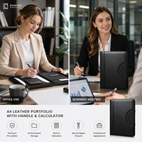 Porte-documents A4 en cuir en stock, vente en gros usine, avec poignée intégrée et organisateur zippé pour cadres, réunions et bureau