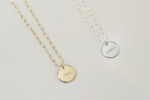 Kalung Jietao Bulat Berukir Tulisan Tangan, Baja Anti Karat 316l, Anti Luntur, Liontin Cakram Tanda Tangan, <span class=keywords><strong>Perhiasan</strong></span> Kenangan - Product Image 5