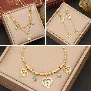 <span class=keywords><strong>Conjunto</strong></span> <span class=keywords><strong>de</strong></span> Joyería Fina para Mujer, Collar, Pulsera y Aretes <span class=keywords><strong>de</strong></span> Acero Inoxidable con Circonitas, Chapado en Oro <span class=keywords><strong>de</strong></span> 18K, Estilo Cubano - Product Image 6