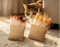 Jouet pour chat en lin et plumes avec herbe à chat et vigne argentée, résistant à l'usure, pour le nettoyage des dents molaires, pour le jeu autonome et la mastication, fournitures pour animaux de compagnie