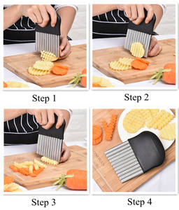 Utensilios para cortar verduras de metal, acero inoxidable, cortador de patatas para patatas fritas, <span class=keywords><strong>cuchillo</strong></span> serrado, cortador ondulado - Product Image 5
