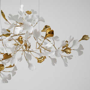 Lustre en <span class=keywords><strong>c</strong></span>éramique pour villa, salon, style Art déco, feuille de Ginkgo, métal, LED, CRI élevé, sans scintillement, installation créative nordique - Product Image 2