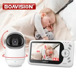VB801视频婴儿监视器，带云台摄像头4.3英寸液晶2.4G无线双向音频夜视安全摄像头保姆