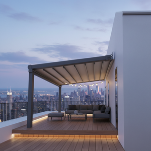Pergola Moderna in Alluminio con Tetto Retrattile e <span class=keywords><strong>Tende</strong></span> Laterali per Soluzioni Personalizzate di Vivere all'Aperto su Balconi/Terrazze - Product Image 1