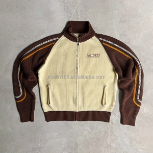 Custom Logo Design Knitted Long Sleeve <b>Zip</b> <b>up</b> <b>Jackets</b> Fashion High Quality Knitwear Coat Casual Streetwear Knitwear <b>Jackets</b> Men - Product Image 1