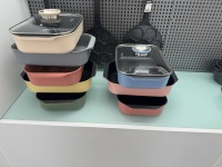 Ensemble de 5 ustensiles de cuisine détachables en aluminium de qualité alimentaire avec poignées en silicone, casseroles et poêles durables avec fond à induction