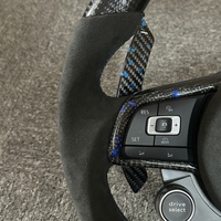 Volant en cuir et fibre de carbone à palettes magnétiques LED modifiées pour VW Golf 7 Golf 6 R 7 R Golf7 Mk7 gti 7r