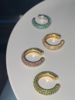 Nouvelles Boucles d'Oreilles Dazan Coréennes 2026, Géométriques Arc de Triomphe, Plaqué Or 18 carats, Zircon Coloré, Super Éclatantes, Tendance, pour Femme