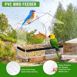 Window <strong>Bird</strong> <strong>Feeder</strong> With Extra Strong Suction Cups, Acrylic Detachable <strong>Birds</strong> <strong>Feeders</strong> <strong>Tray</strong>, Transparent Outside Birdhouse - Product Image 4