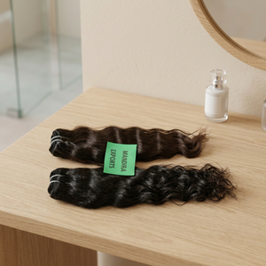 Vente en gros 100% faisceaux ondulés doux naturels à double trame non transformés extensions de cheveux humains de temple indien boucles de qualité vierge brute - Product Image 1
