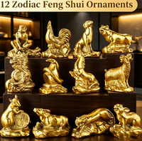 Ornements Feng Shui pour la prospérité, 12 figurines : Rat, Bœuf, Tigre, Lapin, Dragon, Serpent, Cheval, Chèvre, Singe, Coq, Chien, Cochon