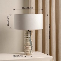 Lampe de table en marbre et lin, à brancher, avec interrupteur, variateur d'intensité, ambiance café, hôtel, lumière LED