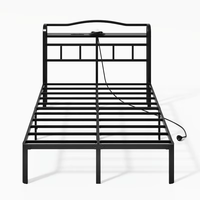Cadre de lit en acier de haute qualité, élégant, pliable, extensible, pivotant, réglable, portable, assemblé, taille Queen ou King, avec éclairage LED
