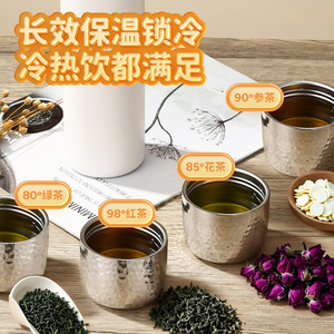316 Stainless Steel Insulated Mug Hammered Texture Bullet Shape Tea Water Separator Portable Travel Cup With Lid Drinking - Product Image 5
