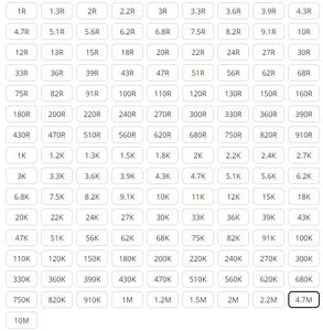 5000 pièces 1/4W 1R ~ 22M 1% résistance à film métallique 100R 220R 1K 1.5K 2.2K 4.7K 10K 22K 47K 100K 100 220 1K5 2K2 <span class=keywords><strong>4K7</strong></span> ohm résistance - Product Image 3