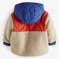 Nouveau design de veste polaire floue zippée avec logo personnalisé vestes en polaire Sherpa pour garçons veste polaire pelucheuse à blocs de couleurs pour enfants