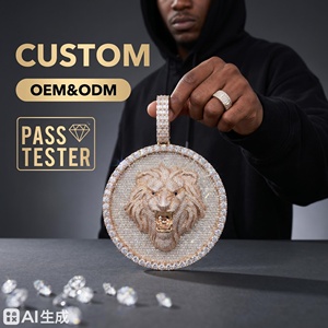 Collana Hip-Hop da Uomo con Pendente a Testa di <span class=keywords><strong>Leone</strong></span> in Moissanite VVS1 Colore <span class=keywords><strong>D</strong></span> da 3 Pollici, in <span class=keywords><strong>Argento</strong></span> S925 Placcato Nano, Stile Iced Out - Product Image 6