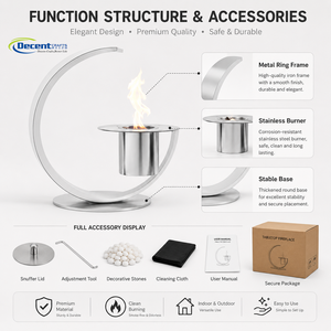 <span class=keywords><strong>Cheminée</strong></span> de table moderne de luxe minimaliste en acier inoxydable en forme de C, au <span class=keywords><strong>bio</strong></span>éthanol, pour jardin extérieur et foyer de camping - Product Image 4