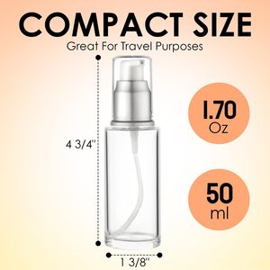 Venta al por Mayor de Botellas de Vidrio Transparente Esmerilado de 20ml, 30ml, 40ml, 50ml, 60ml, 80ml y 100ml con Bomba Pulverizadora Plateada/Dorada para Lociones - Product Image 3
