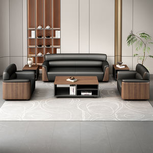 أريكة تنفيذية فاخرة عصرية ورفيعة اللون الرمادي الداكن ، كرسي كهربائي للمكتب ، أريكة مكتبية ذات مقعدين ، أريكة منحنية للمكتب - Product Image 2