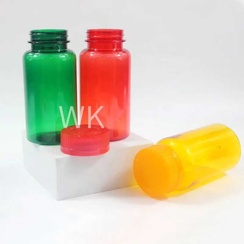 Phổ biến màu xanh lá cây nhựa PET 150ml Rỗng bổ sung vitamin Pill Capsule chai cho Bao bì với CRC cap