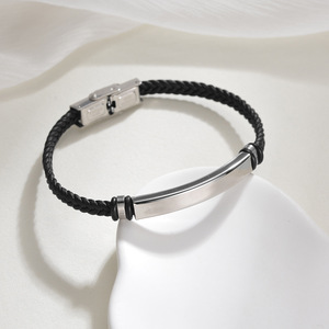 European and American Cross-border OEM Classic Imitation Leather <b>Bracelet</b> Women's Twist Woven <b>Bracelet</b> Couple's Hand <b>Rope</b> - Product Image 3